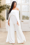 Mayara White Bardot Cape Sleeve Jumpsuit