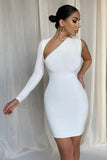 Siren White One Shoulder Bodycon Mini Dress