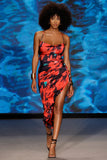 Risk It All Black & Red Floral Print Cami Cowl Neck Asymmetric Hem Dress