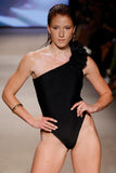 Octavias Black One-Shoulder Floral Swimsuit