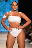 Dusk White Draped Bandeau Bikini Top