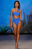 High Tide Blue High Waisted Twist Front Bikini Bottoms