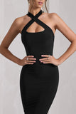 Cross My Heart Black Sleeveless Cross-Neck Maxi Dress
