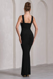 Cross My Heart Black Sleeveless Cross-Neck Maxi Dress