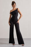 Hayes Black Twisted Asymmetric Wide-Leg Jumpsuit