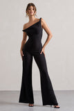 Hayes Black Twisted Asymmetric Wide-Leg Jumpsuit