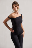 Hayes Black Twisted Asymmetric Wide-Leg Jumpsuit