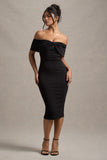 Hope Black Bow Bardot Midi Dress