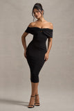 Hope Black Bow Bardot Midi Dress
