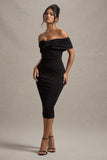 Hope Black Bow Bardot Midi Dress