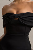 Hope Black Bow Bardot Midi Dress