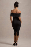 Hope Black Bow Bardot Midi Dress