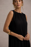 Hazelle Black Chiffon A-Line Ruffled Maxi Dress