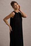 Hazelle Black Chiffon A-Line Ruffled Maxi Dress