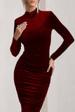 Joanna Berry Velvet High-Neck Backless Midi Dress