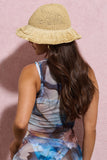 Janeiro Beige Straw Layered Fringe Hat
