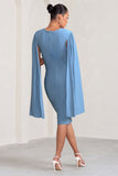 Hey Mama Powder Blue Maternity Cape Sleeve Midi Dress