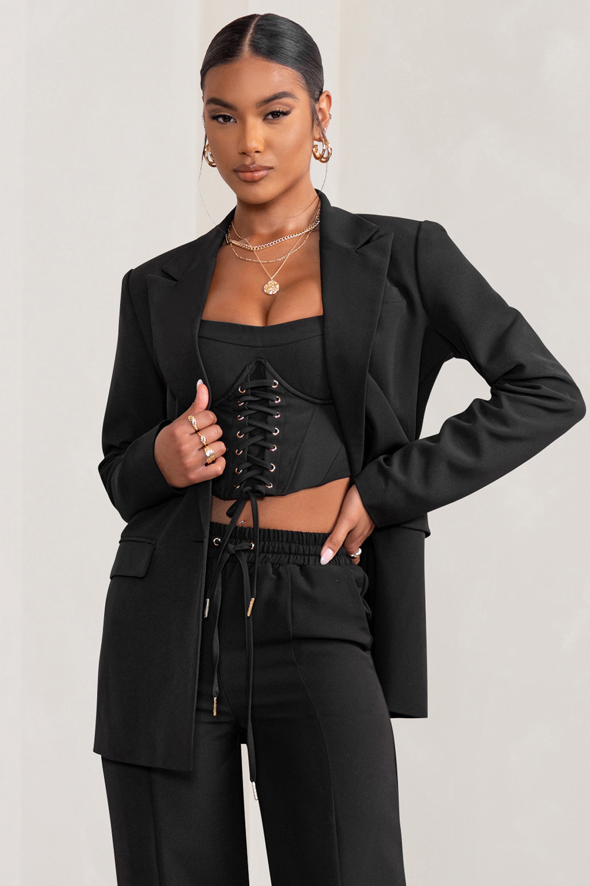 Barbie Girl Black Single Breasted Oversized Blazer