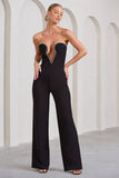 Julia Black Extreme Plunge Cut Out Wide Leg Jumpsuit