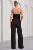 Julia Black Extreme Plunge Cut Out Wide Leg Jumpsuit