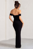 Arella Black One Shoulder Twist Front Maxi Dress