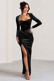 Fay Black Velvet Corset Style Knot Maxi Dress