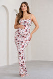 Flute White Floral Print Maternity Cowl Bodycon Cami Maxi Dress