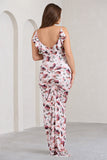 Flute White Floral Print Maternity Cowl Bodycon Cami Maxi Dress