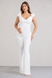 Posy White Maternity Cowl Jumpsuit With Flower Design