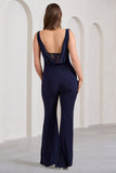 Posy Navy Maternity Cowl Jumpsuit With Flower Design