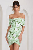 Snowdrop White & Green Floral Print Wrap Mini Dress