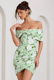 Snowdrop White & Green Floral Print Wrap Mini Dress