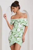 Snowdrop White & Green Floral Print Wrap Mini Dress