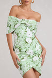 Snowdrop White & Green Floral Print Wrap Mini Dress