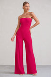Darya Hot Pink Bandeau Wide Leg Jumpsuit
