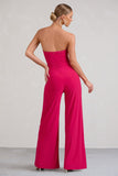 Darya Hot Pink Bandeau Wide Leg Jumpsuit