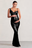 Galaxy Shimmer Black Maternity Cowl Neck Maxi Dress