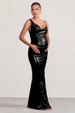 Galaxy Shimmer Black Maternity Cowl Neck Maxi Dress