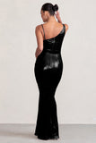 Galaxy Shimmer Black Maternity Cowl Neck Maxi Dress