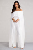 Mayara White Bardot Cape Sleeve Jumpsuit