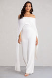 Mayara White Bardot Cape Sleeve Jumpsuit