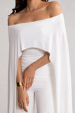 Mayara White Bardot Cape Sleeve Jumpsuit