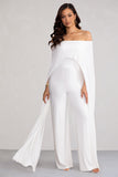 Mayara White Bardot Cape Sleeve Jumpsuit