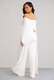 Mayara White Bardot Cape Sleeve Jumpsuit