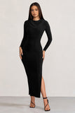 Milania Black Long Sleeve Maxi Dress with Hood