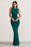 Phoenix Bottle Green Sleeveless Maxi Dress with Hood