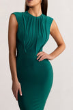 Phoenix Bottle Green Sleeveless Maxi Dress with Hood