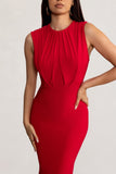 Phoenix Red Sleeveless Maxi Dress with Hood