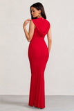 Phoenix Red Sleeveless Maxi Dress with Hood