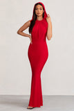 Phoenix Red Sleeveless Maxi Dress with Hood